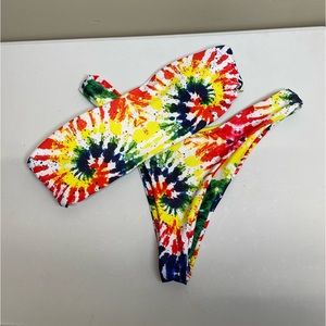 Tie-Dye Strapless Bikini Set